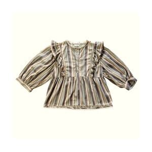 Storia striped blouse with ruffles neutral multicolor size L